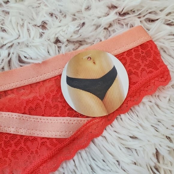 NEW Plus Size 2X Pink Lace Thong - Picture 3 of 5